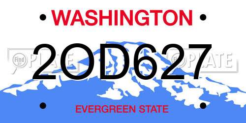 2OD627 Washington License Plate