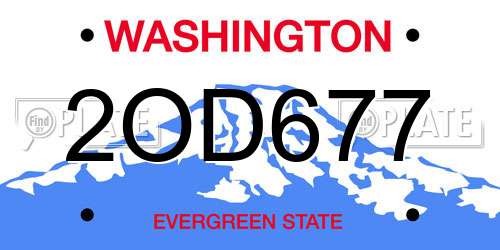 2OD677 Washington License Plate