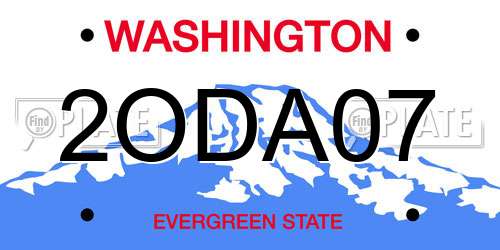 2ODA07 Washington License Plate