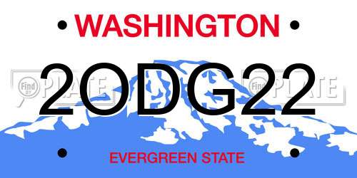 2ODG22 Washington License Plate