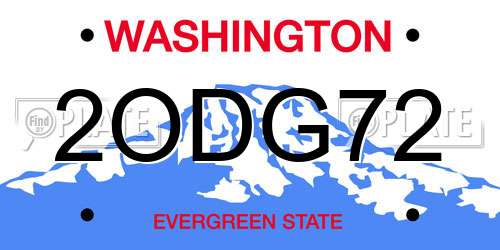 2ODG72 Washington License Plate