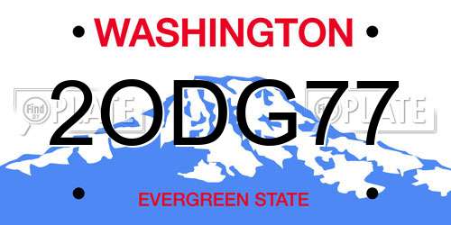 2ODG77 Washington License Plate