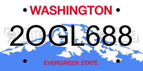 2OGL688 Washington License Plate