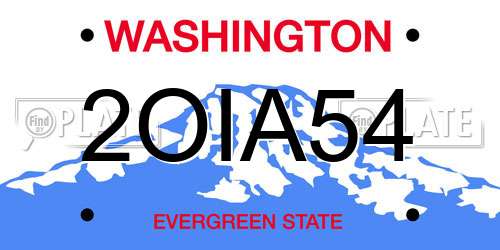 2OIA54 Washington License Plate