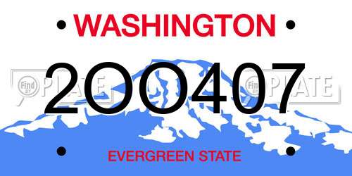 2OO407 Washington License Plate