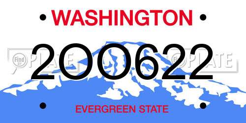 2OO622 Washington License Plate