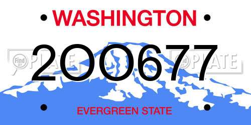 2OO677 Washington License Plate