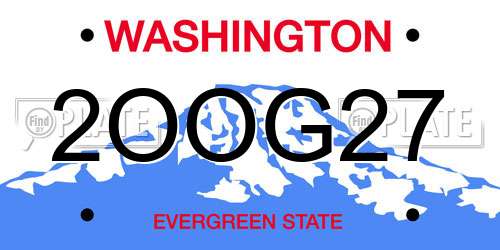 2OOG27 Washington License Plate