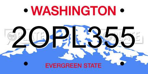 2OPL355 Washington License Plate