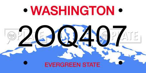 2OQ407 Washington License Plate