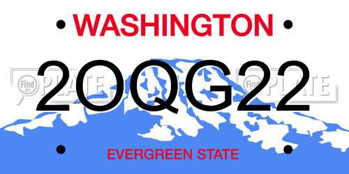2OQG22 Washington License Plate