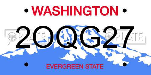 2OQG27 Washington License Plate