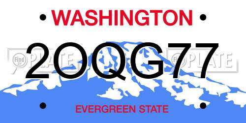 2OQG77 Washington License Plate