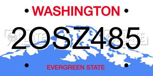 2OSZ485 Washington License Plate