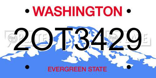 2OT3429 Washington License Plate