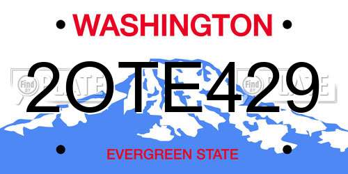 2OTE429 Washington License Plate