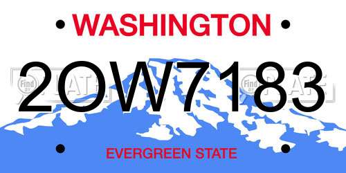 2OW7183 Washington License Plate