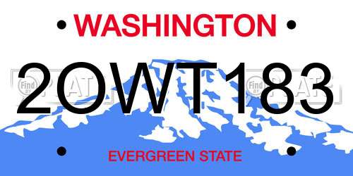 2OWT183 Washington License Plate