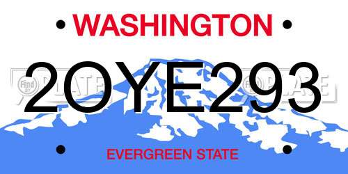 2OYE293 Washington License Plate
