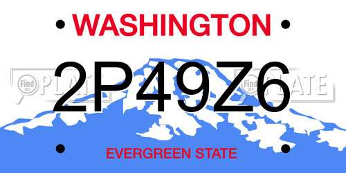 2P49Z6 Washington License Plate