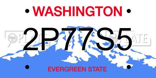 2P77S5 Washington License Plate