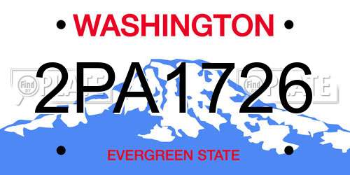 2PA1726 Washington License Plate