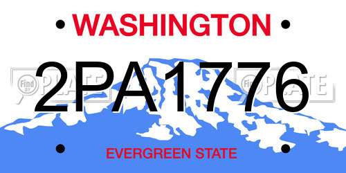 2PA1776 Washington License Plate