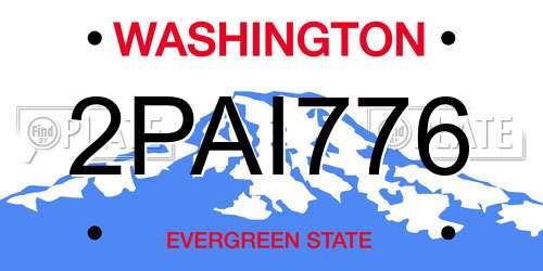 2PAI776 Washington License Plate