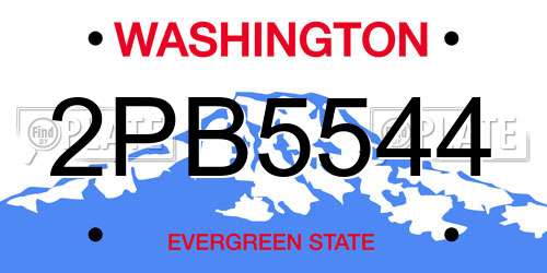 2PB5544 Washington License Plate
