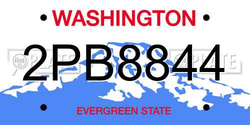 2PB8844 Washington License Plate