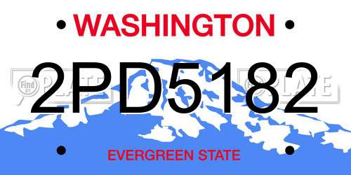 2PD5182 Washington License Plate