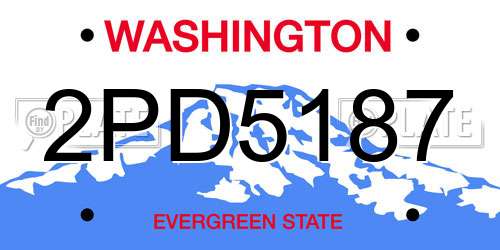 2PD5187 Washington License Plate