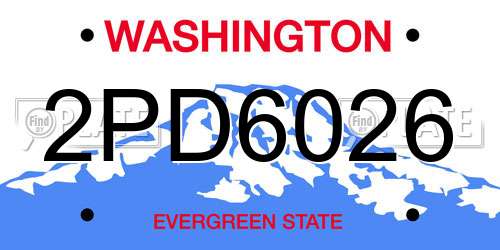 2PD6026 Washington License Plate