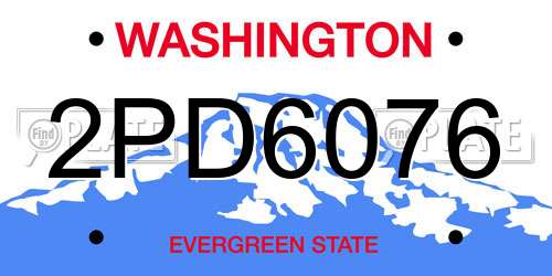 2PD6076 Washington License Plate