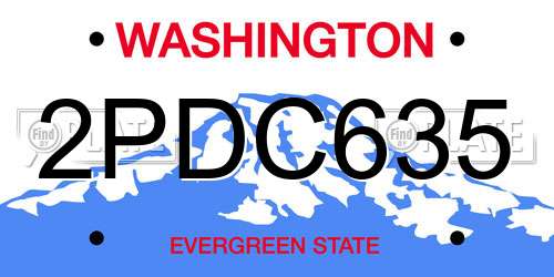 2PDC635 Washington License Plate