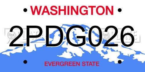 2PDG026 Washington License Plate