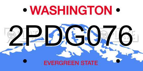 2PDG076 Washington License Plate