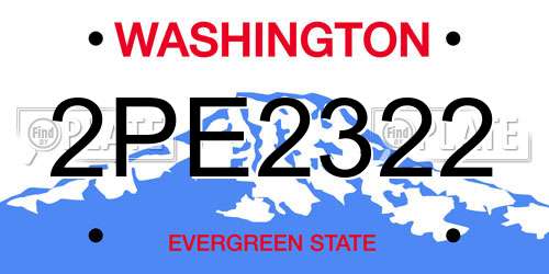 2PE2322 Washington License Plate