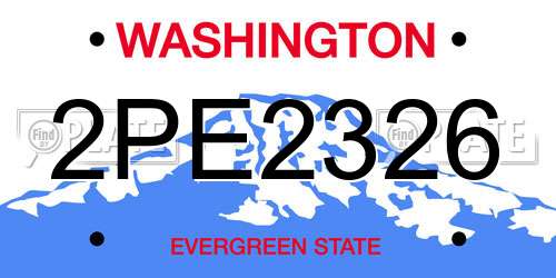 2PE2326 Washington License Plate