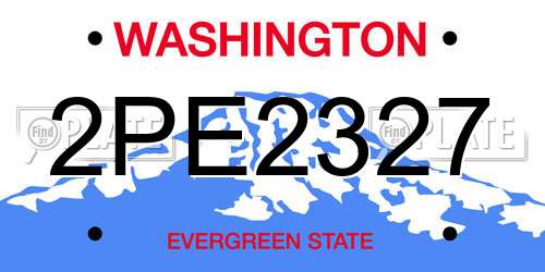 2PE2327 Washington License Plate