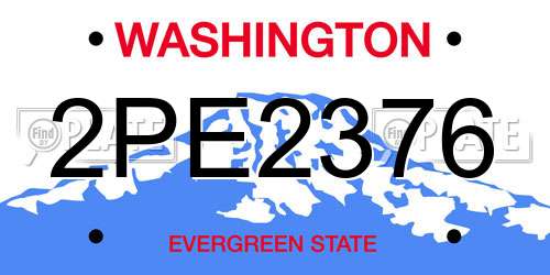 2PE2376 Washington License Plate