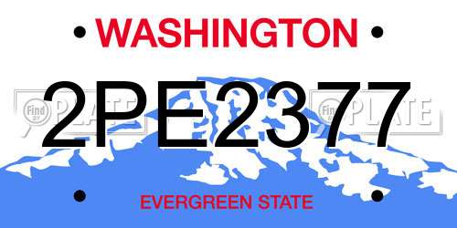 2PE2377 Washington License Plate