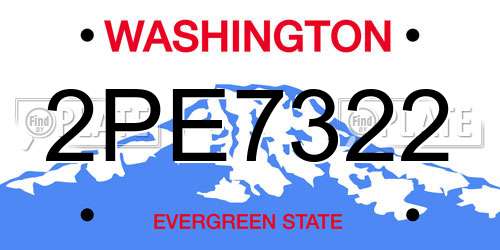 2PE7322 Washington License Plate