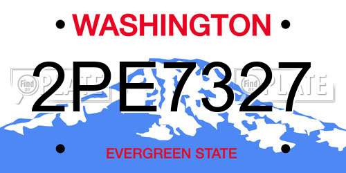 2PE7327 Washington License Plate