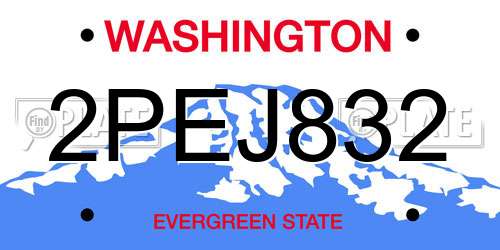 2PEJ832 Washington License Plate
