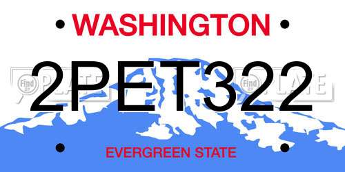 2PET322 Washington License Plate