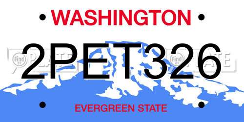 2PET326 Washington License Plate