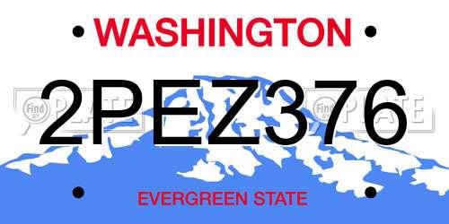 2PEZ376 Washington License Plate