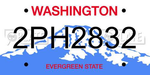 2PH2832 Washington License Plate