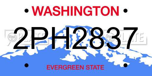 2PH2837 Washington License Plate